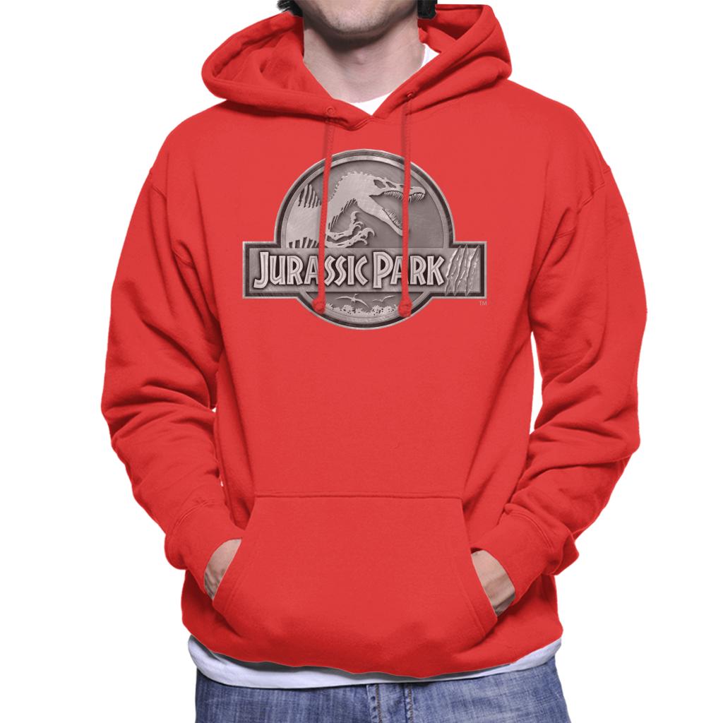 Jurassic Park III Spinosaurus Classic Silver Logo Men's Hooded Sweatshirt-ALL + EVERY