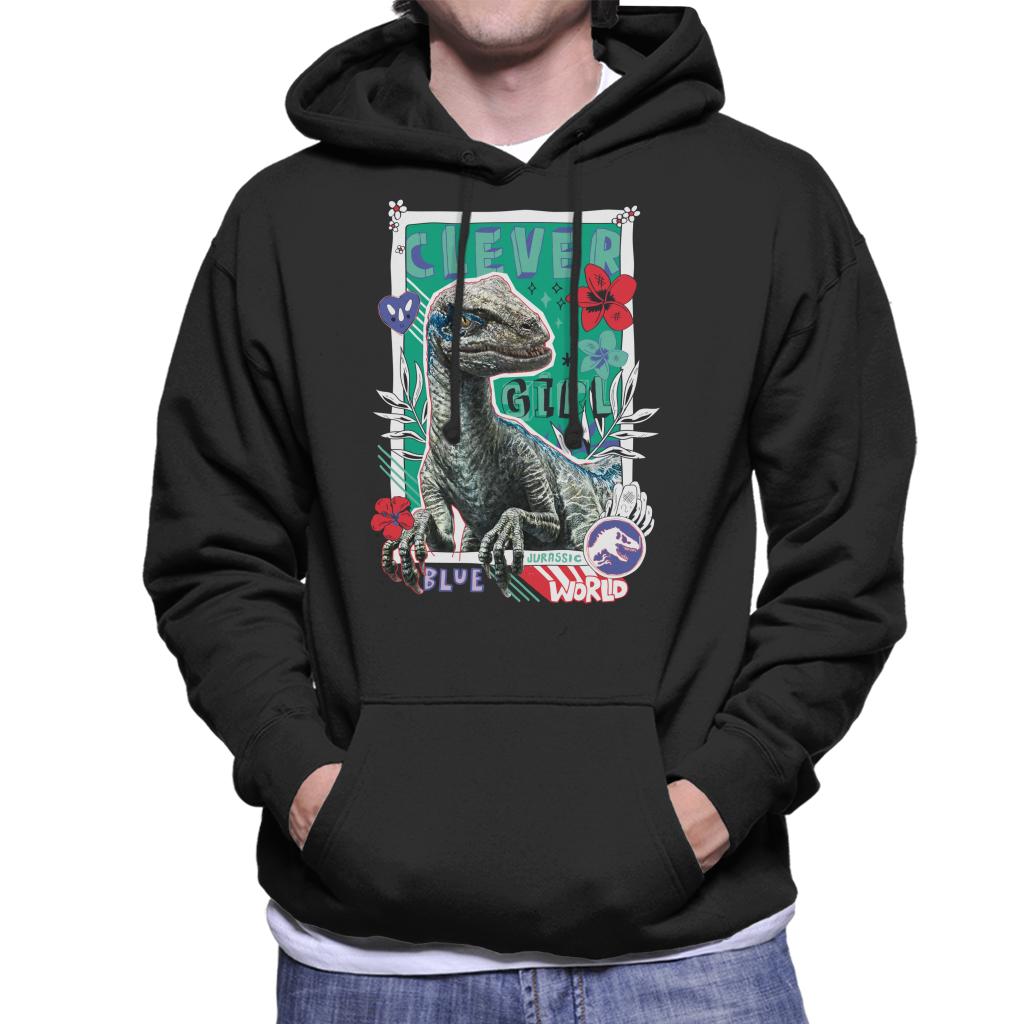 Jurassic Park Clever Girl Blue Floral Border Men's Hooded Sweatshirt-ALL + EVERY