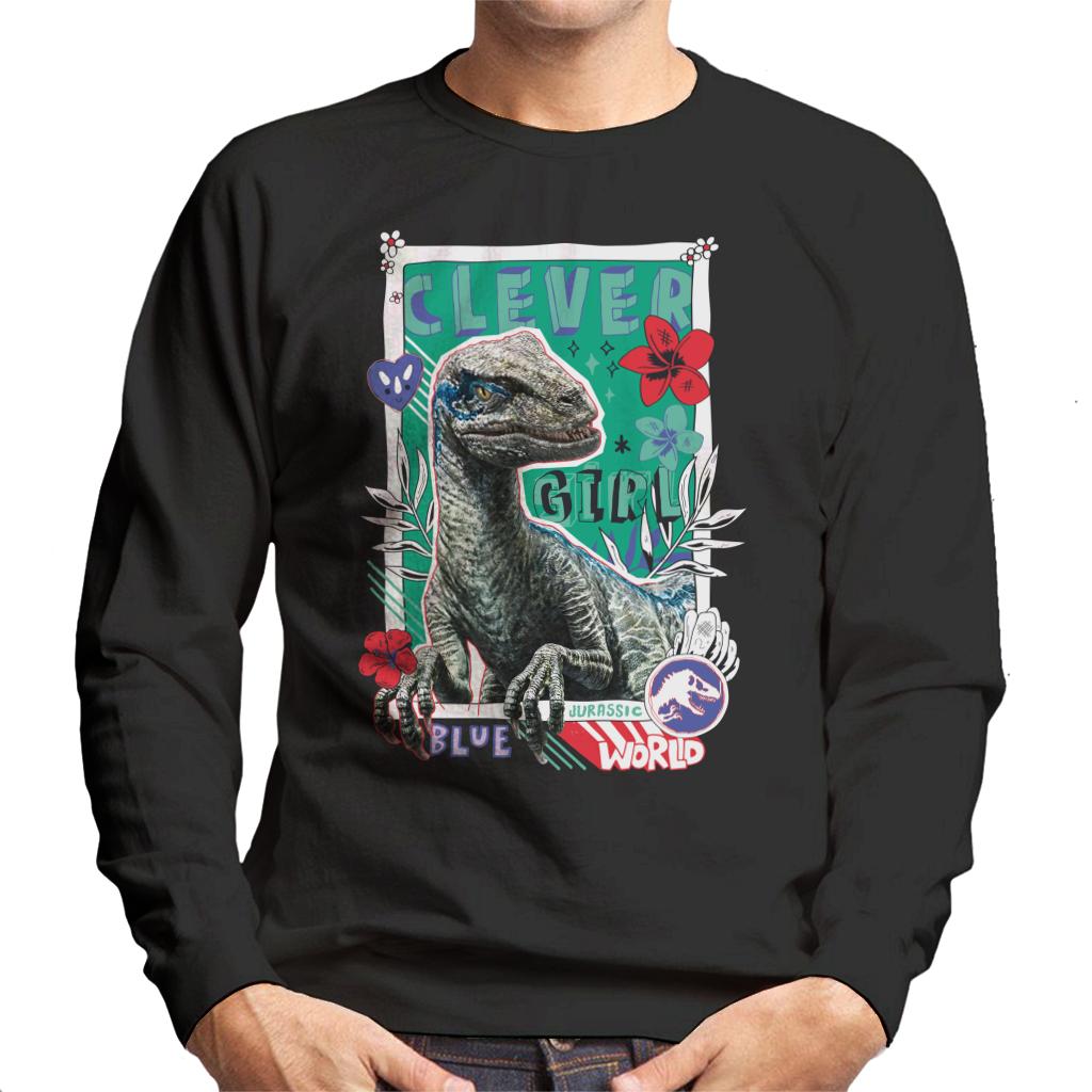 Jurassic Park Clever Girl Blue Floral Border Men's Sweatshirt-ALL + EVERY