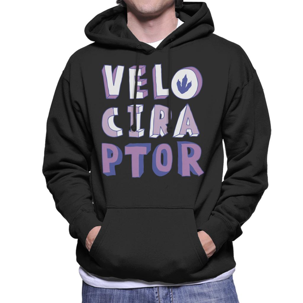 Jurassic Park Velociraptor Purple Text Men's Hooded Sweatshirt-ALL + EVERY