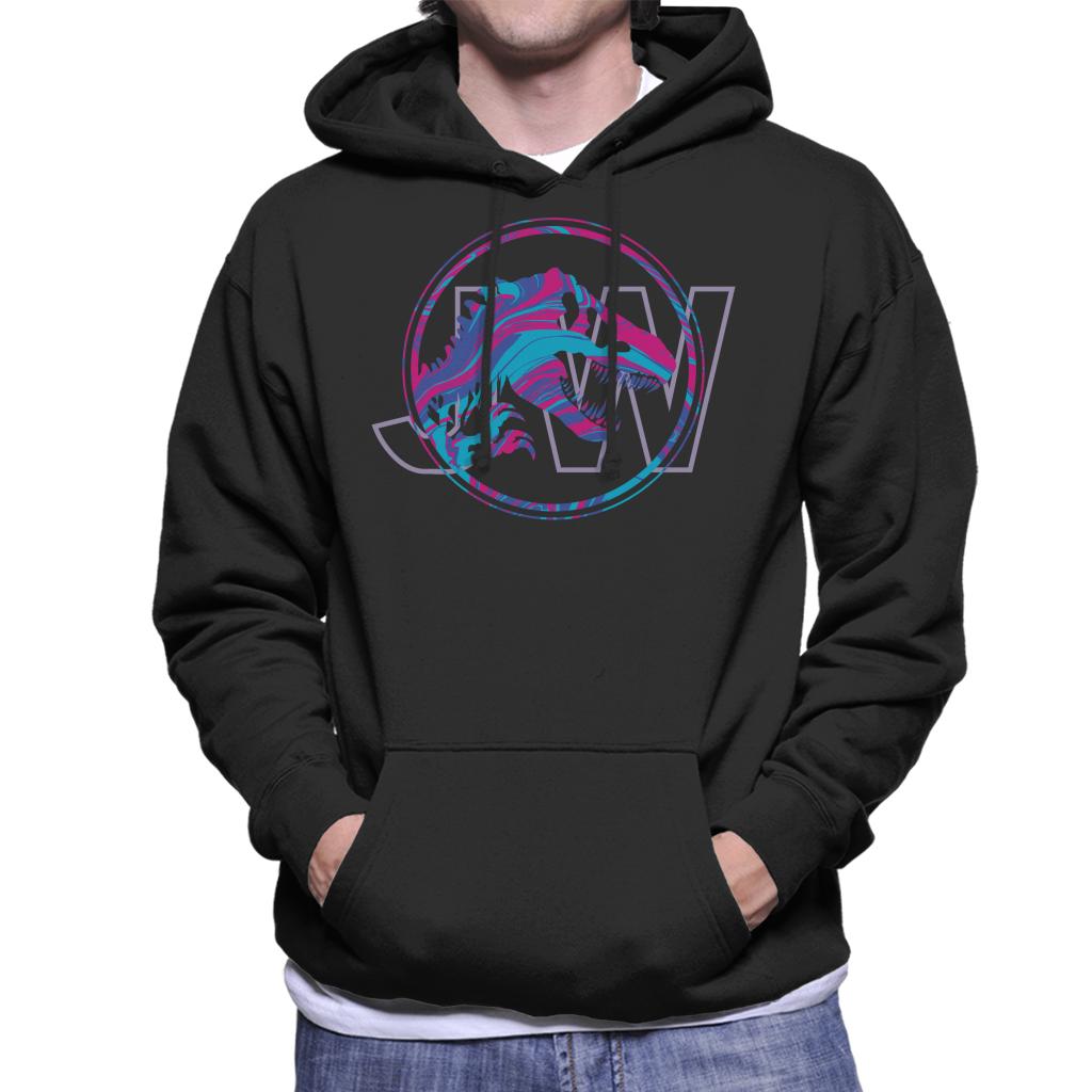 Jurassic Park JW T Rex Blue And Pink Gradient Men's Hooded Sweatshirt-ALL + EVERY