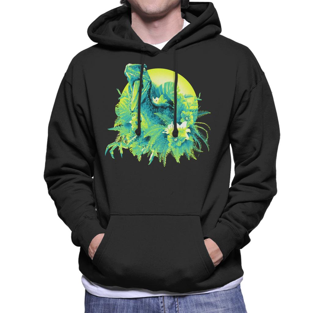 Jurassic Park Velociraptor Jungle Sun Men's Hooded Sweatshirt-ALL + EVERY