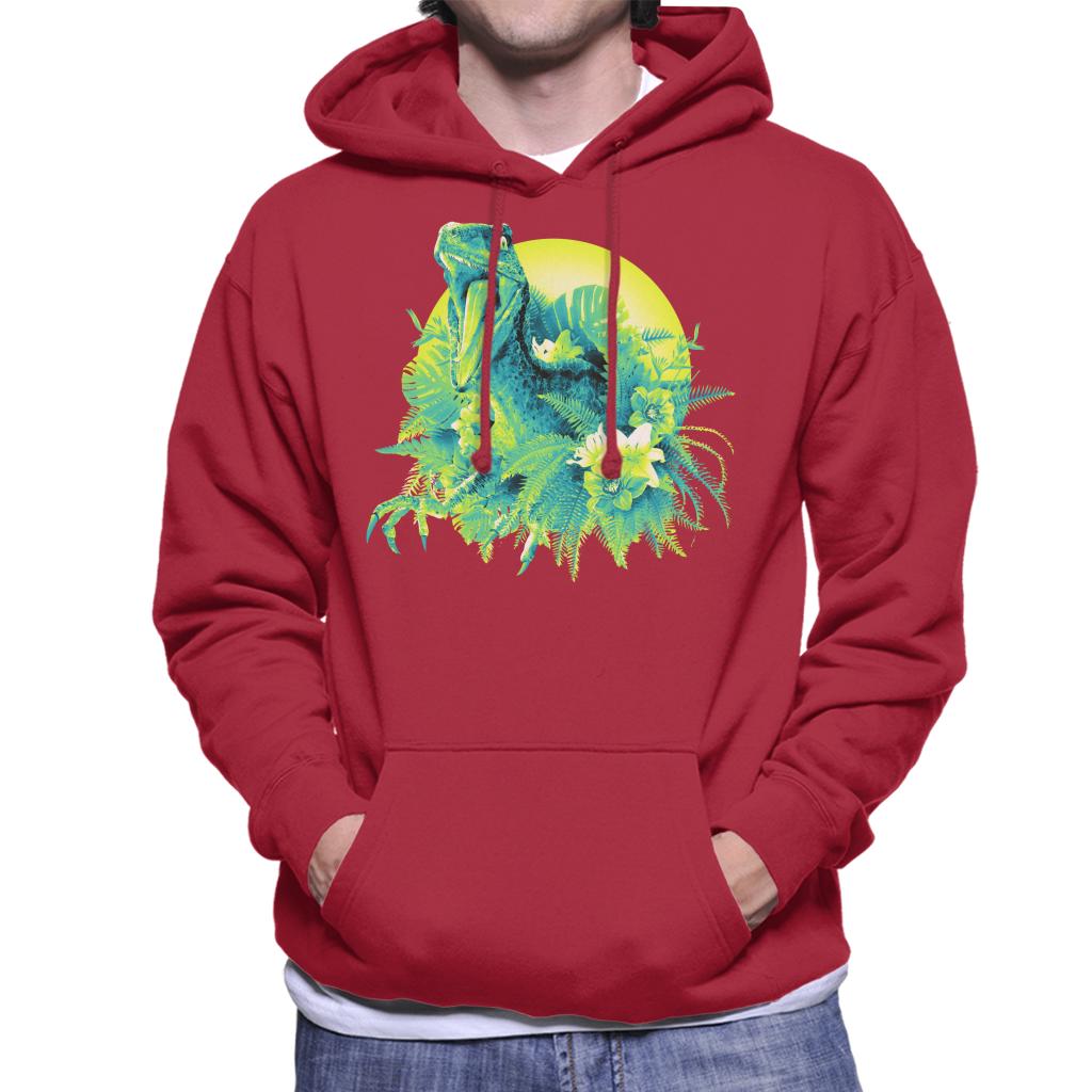 Jurassic Park Velociraptor Jungle Sun Men's Hooded Sweatshirt-ALL + EVERY