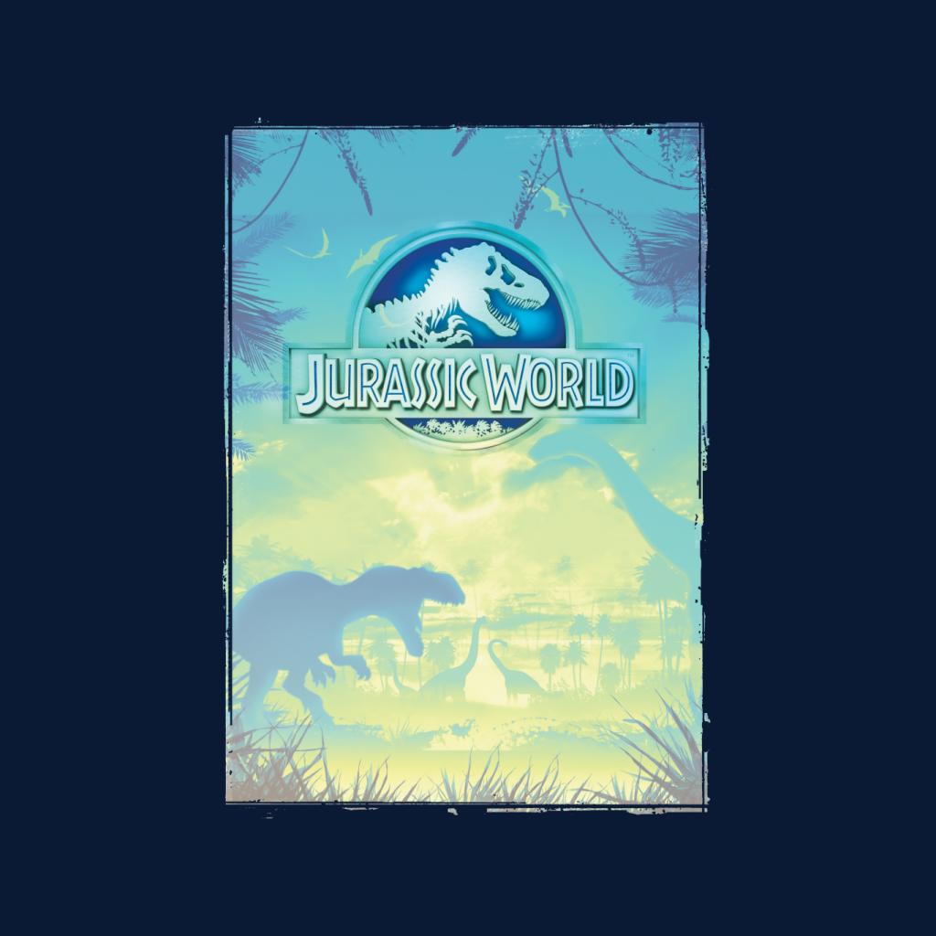 Jurassic Park Welcome To Jurassic World Blue Sky Dinosaur Silhouettes Men's T-Shirt-ALL + EVERY