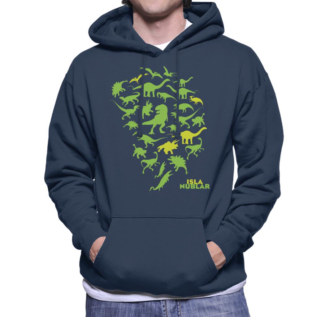 Jurassic Park Isla Nublar Green Dinosaur Silhouettes Men's Hooded Sweatshirt-ALL + EVERY