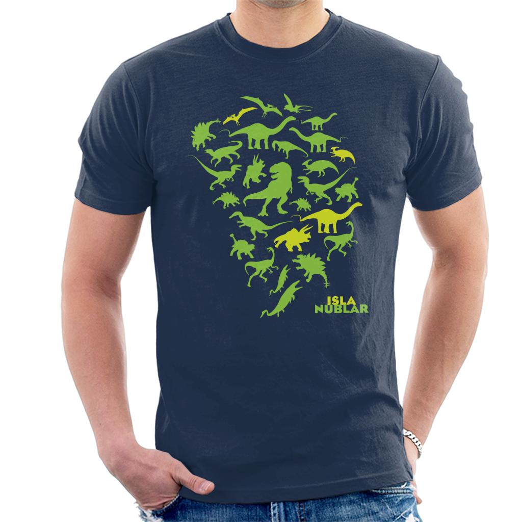 Jurassic Park Isla Nublar Green Dinosaur Silhouettes Men's T-Shirt-ALL + EVERY