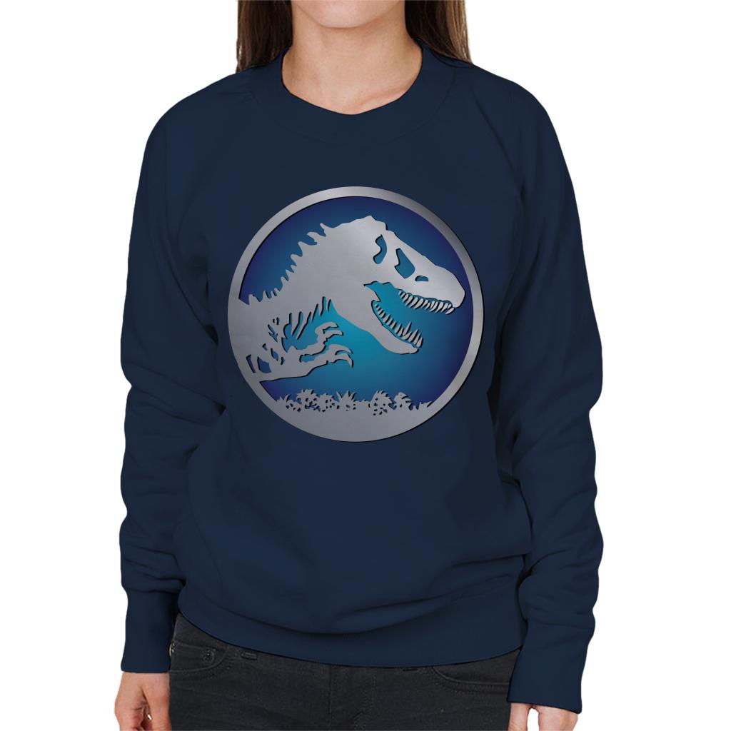 Jurassic Park Blue Logo Women's Sweatshirt-ALL + EVERY