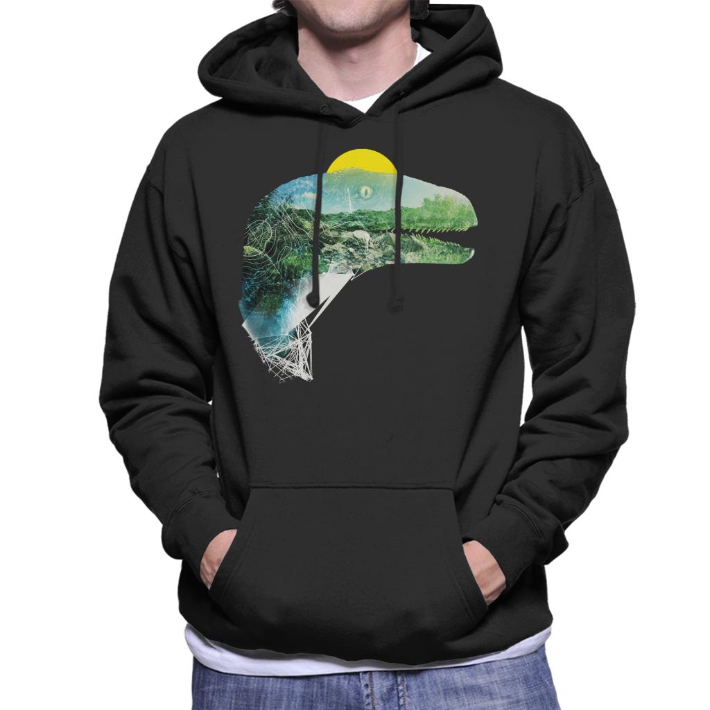 Jurassic Park Velociraptor Jungle Silhouette Men's Hooded Sweatshirt-ALL + EVERY