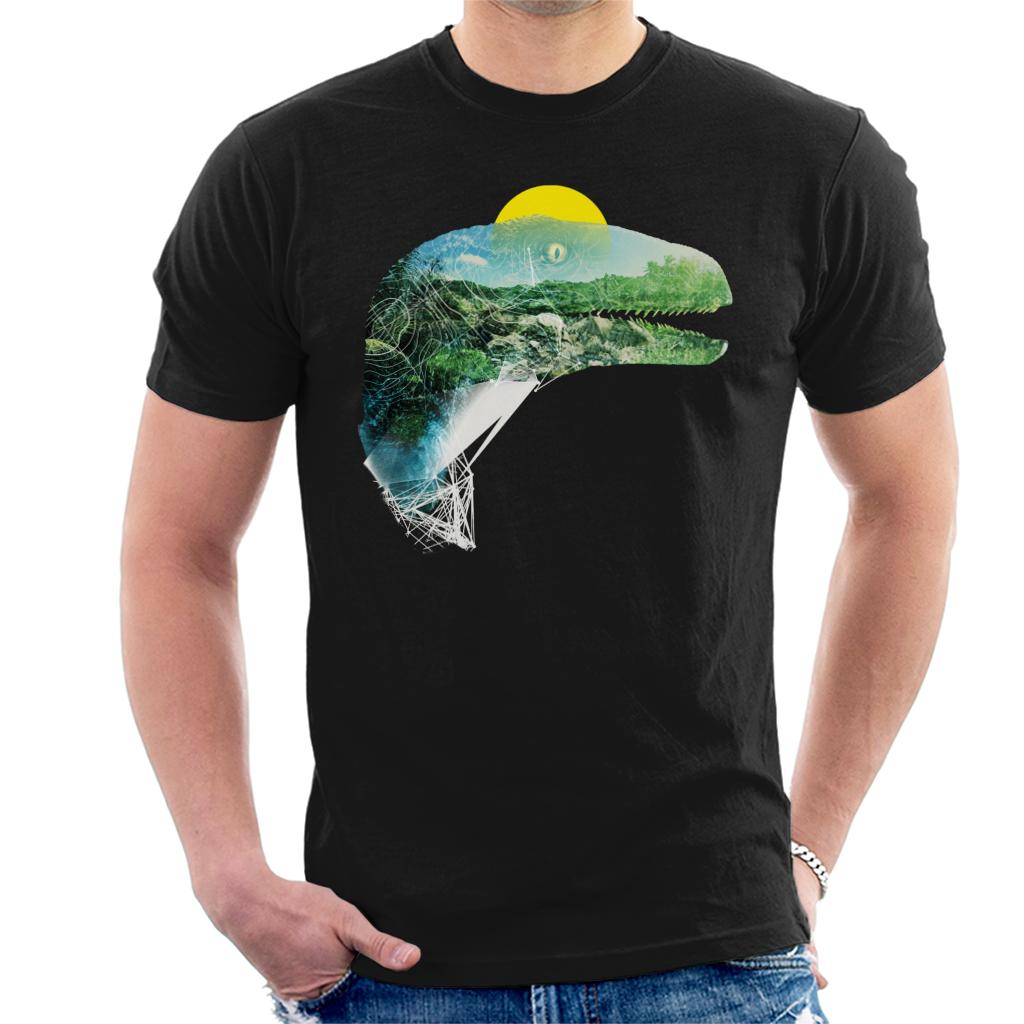 Jurassic Park Velociraptor Jungle Silhouette Men's T-Shirt-ALL + EVERY