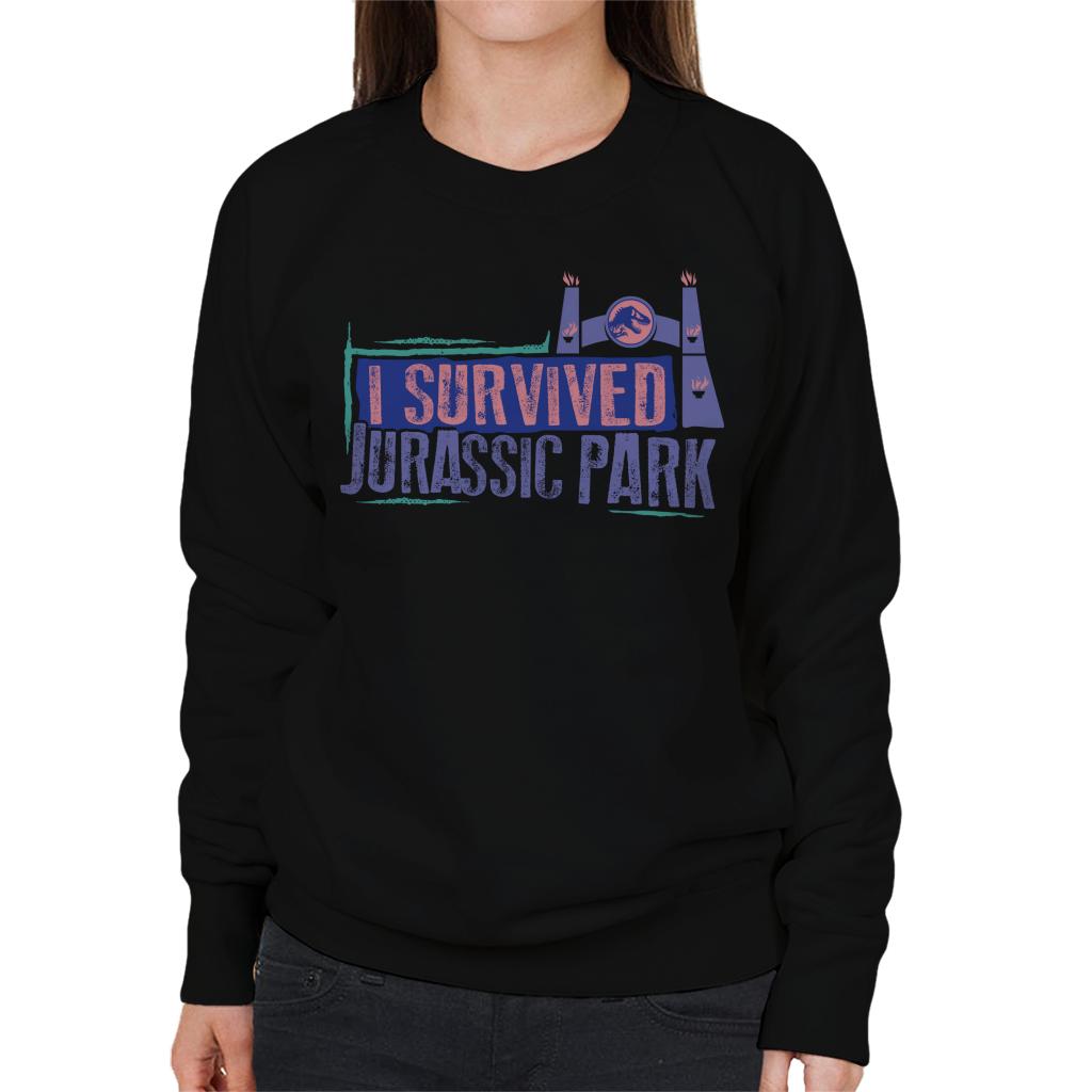 Jurassic Park Gate I Survived Jurassic Park Women's Sweatshirt-ALL + EVERY