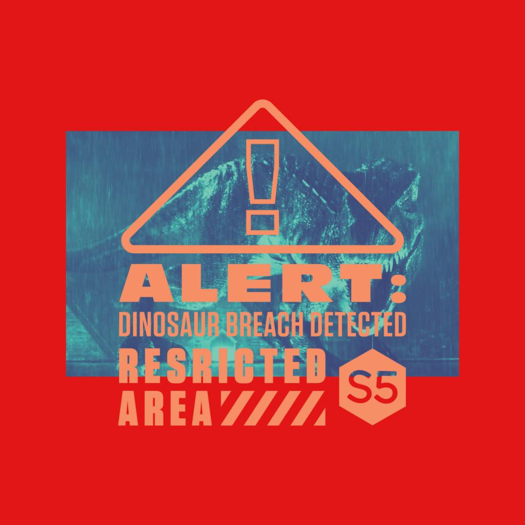 Jurassic Park T Rex Alert Dinosaur Breach Detected Men's T-Shirt-ALL + EVERY