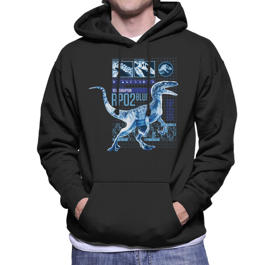 Jurassic Park Raptor Rp02 Blue Men's Hooded Sweatshirt-ALL + EVERY