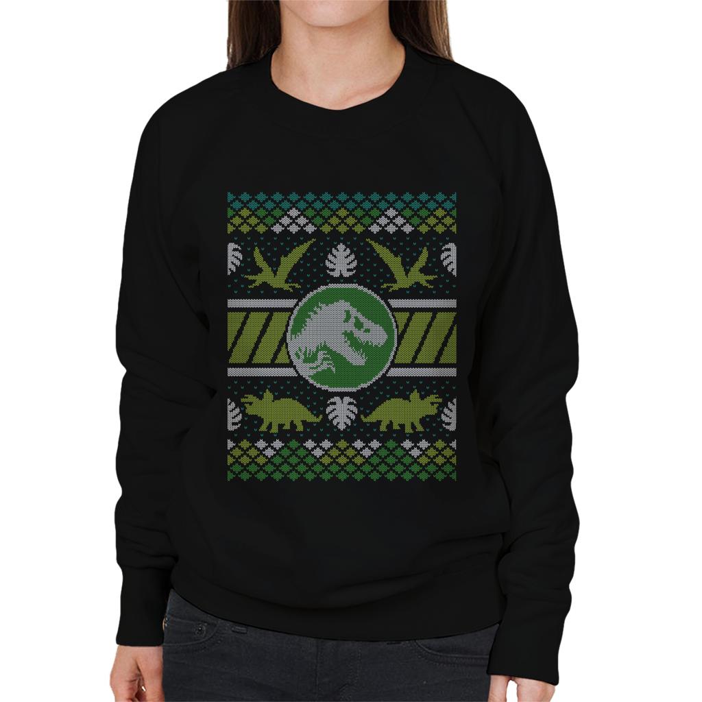 Jurassic Park Christmas T Rex Women's Sweatshirt-ALL + EVERY