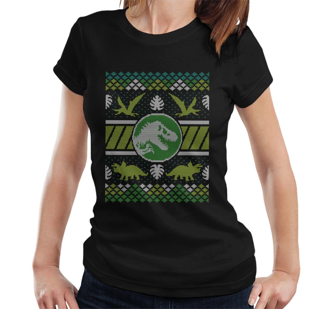 Jurassic Park Christmas T Rex Women's T-Shirt-ALL + EVERY