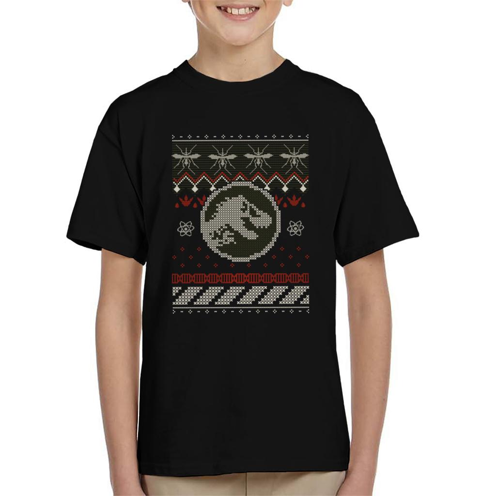 Jurassic Park Christmas Knitted T Rex Kid's T-Shirt-ALL + EVERY