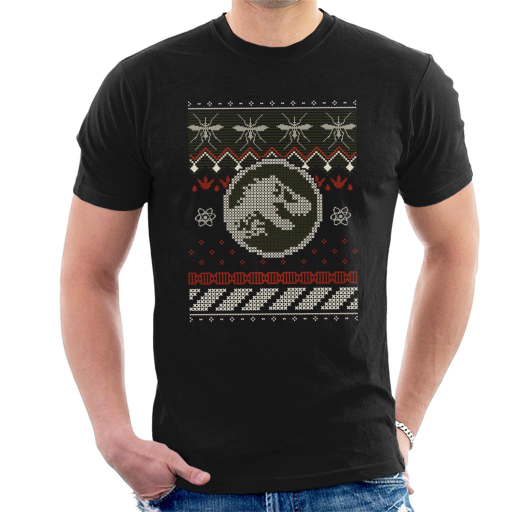 Jurassic Park Christmas Knitted T Rex Men's T-Shirt-ALL + EVERY