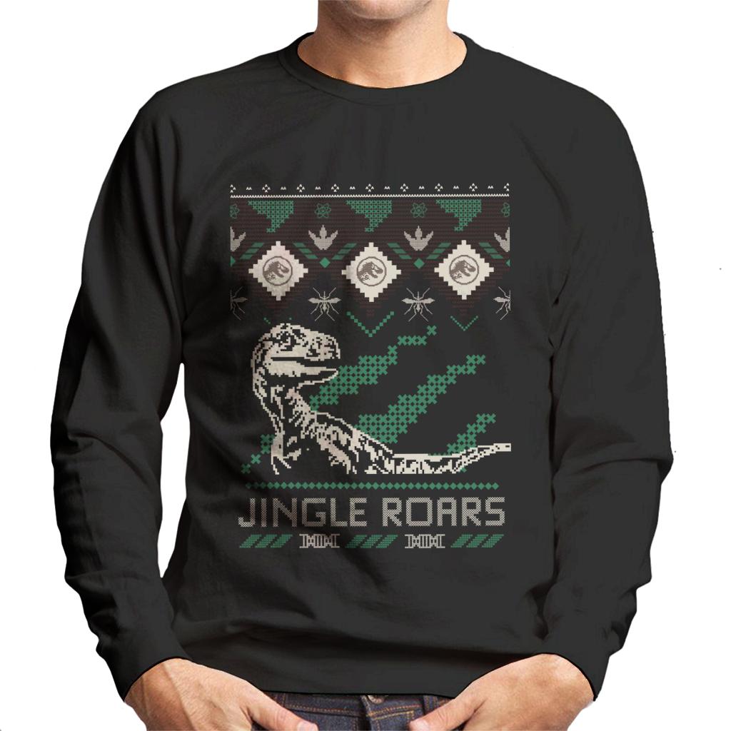 Jurassic Park Christmas Velociraptor Jingle Roars Men's Sweatshirt-ALL + EVERY