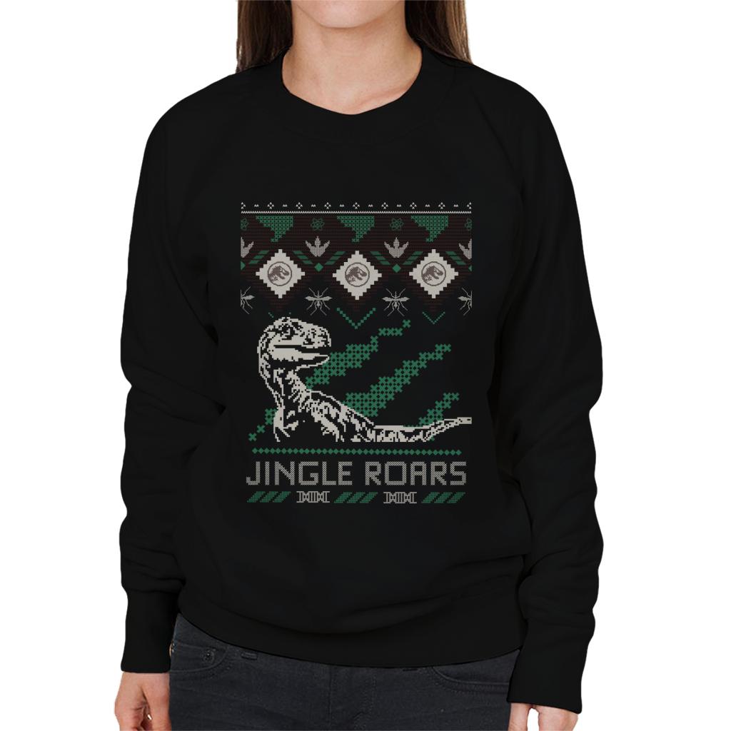 Jurassic Park Christmas Velociraptor Jingle Roars Women's Sweatshirt-ALL + EVERY