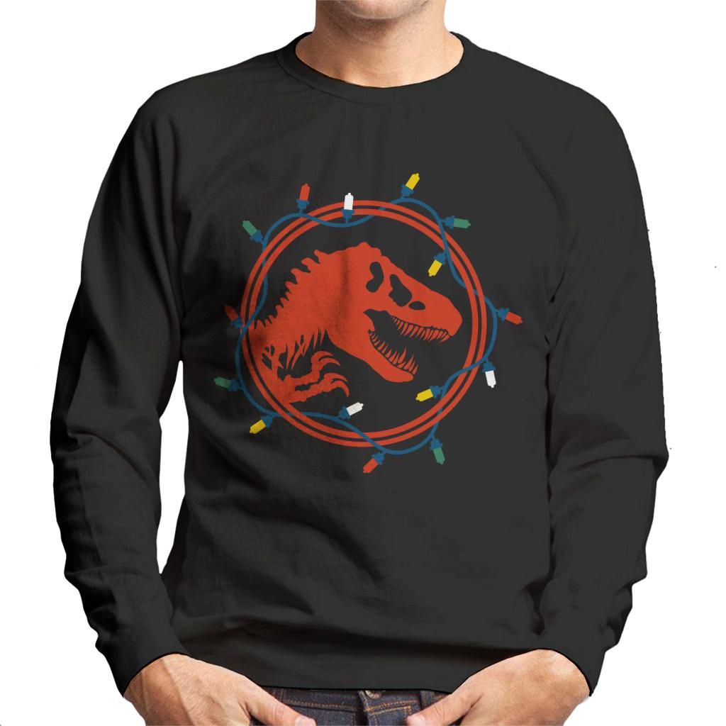 Jurassic Park Christmas Logo Festive Lights Men's Sweatshirt-ALL + EVERY