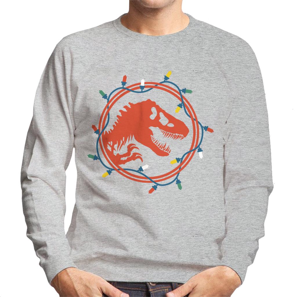 Jurassic Park Christmas Logo Festive Lights Men's Sweatshirt-ALL + EVERY