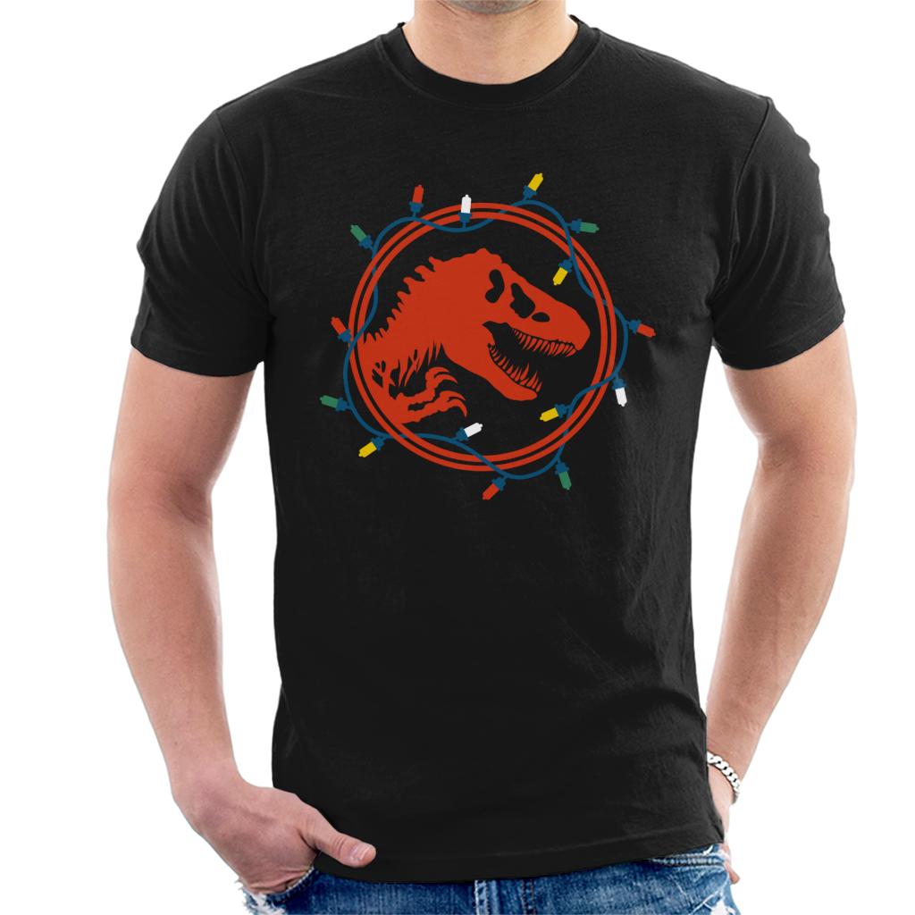 Jurassic Park Christmas Logo Festive Lights Men's T-Shirt-ALL + EVERY