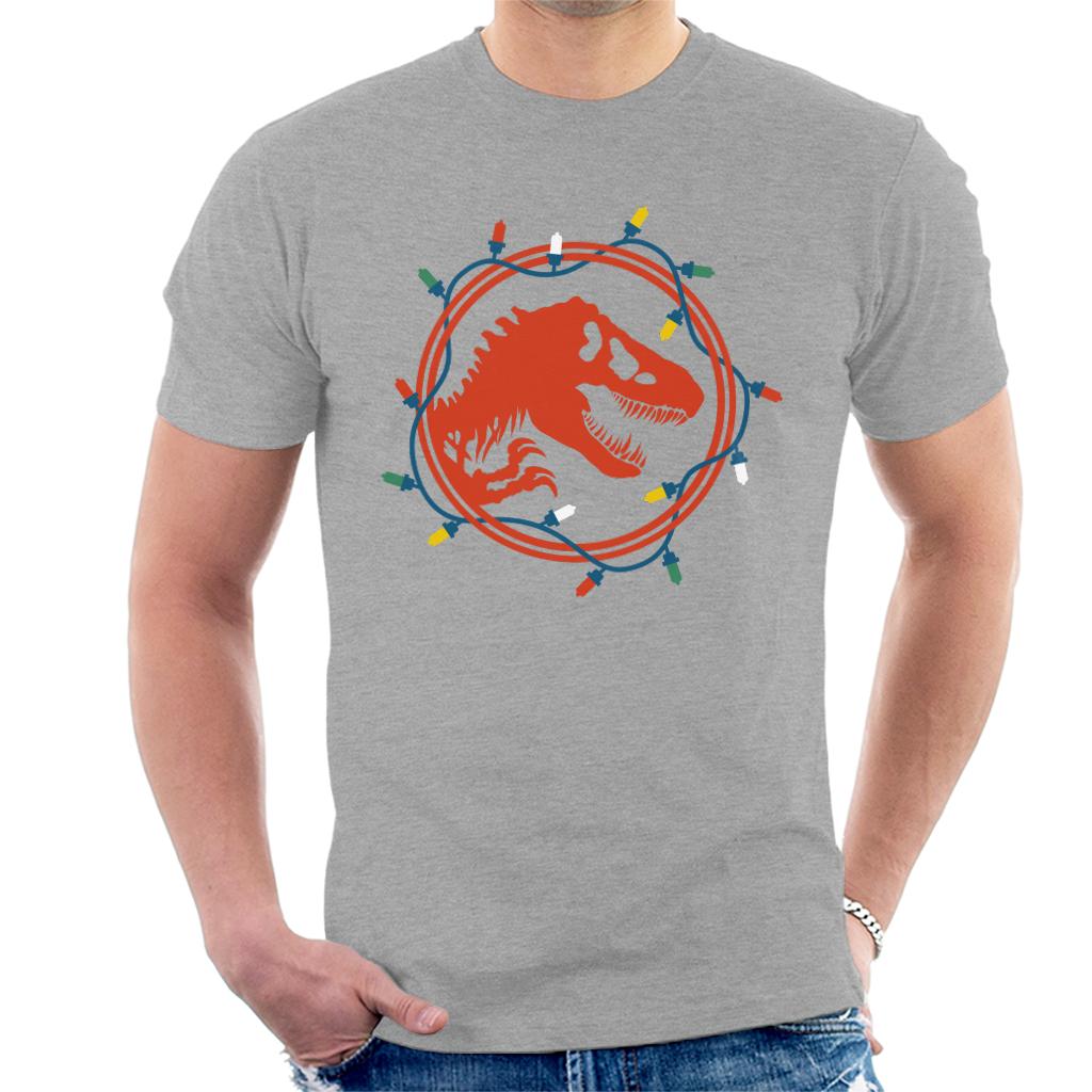 Jurassic Park Christmas Logo Festive Lights Men's T-Shirt-ALL + EVERY