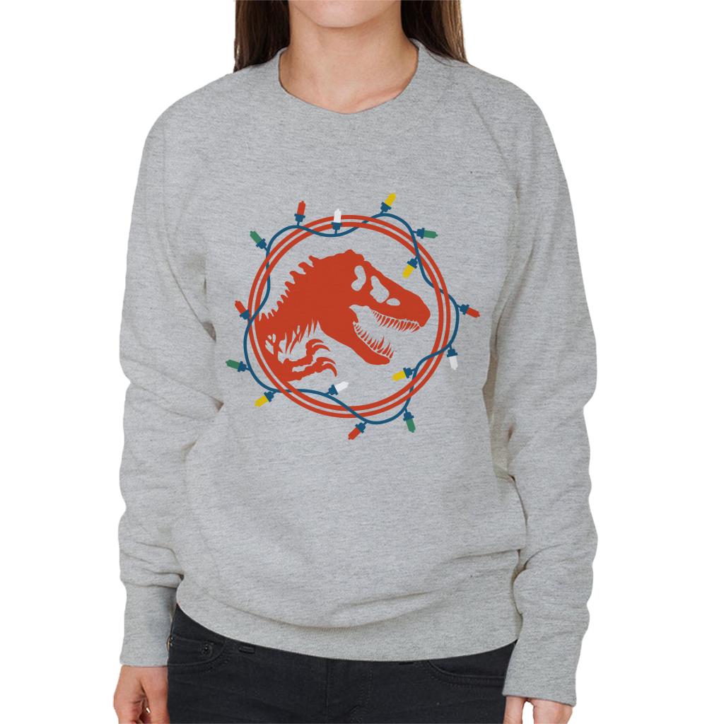 Jurassic Park Christmas Logo Festive Lights Women's Sweatshirt-ALL + EVERY