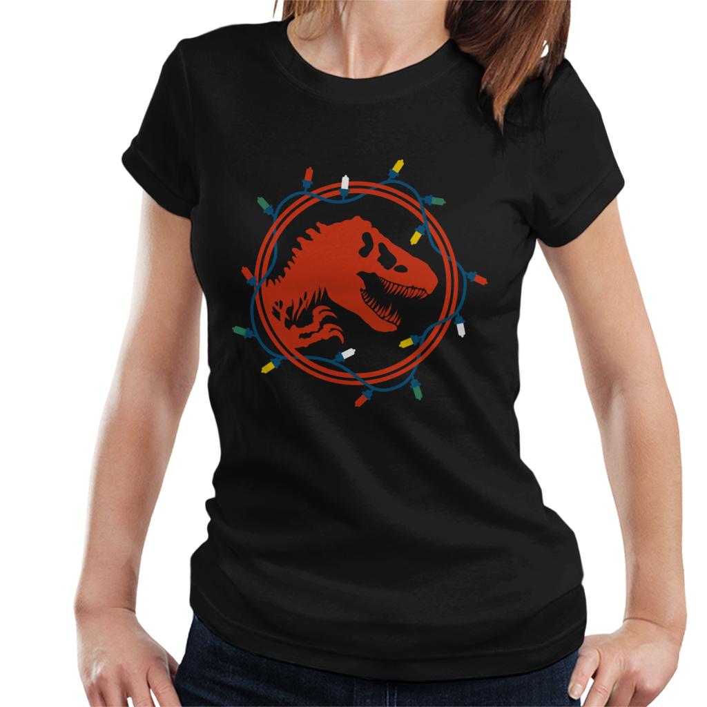 Jurassic Park Christmas Logo Festive Lights Women's T-Shirt-ALL + EVERY