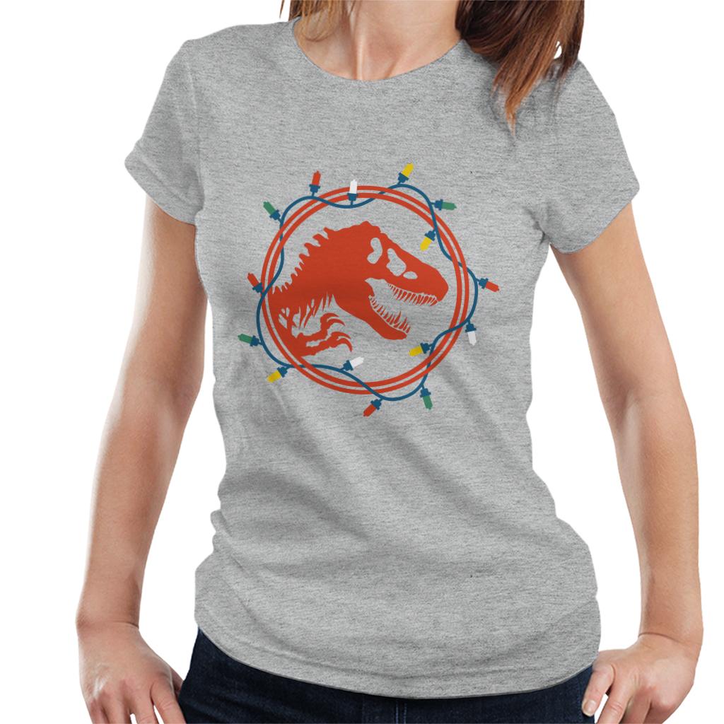 Jurassic Park Christmas Logo Festive Lights Women's T-Shirt-ALL + EVERY