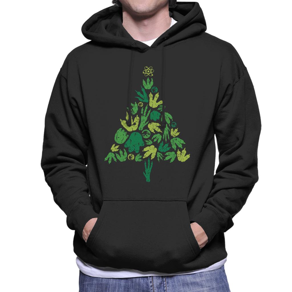 Jurassic Park Christmas Tree Dinosaur Footprints Men's Hooded Sweatshirt-ALL + EVERY