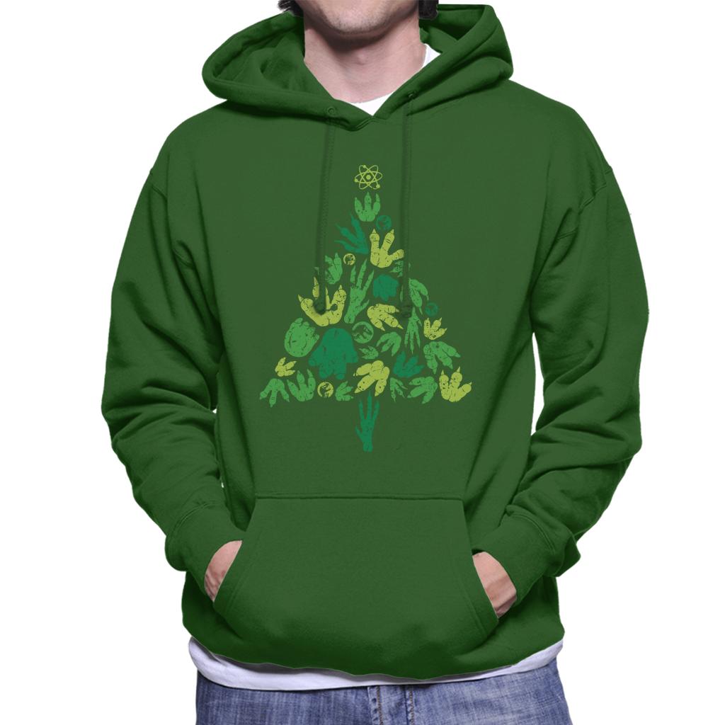 Jurassic Park Christmas Tree Dinosaur Footprints Men's Hooded Sweatshirt-ALL + EVERY