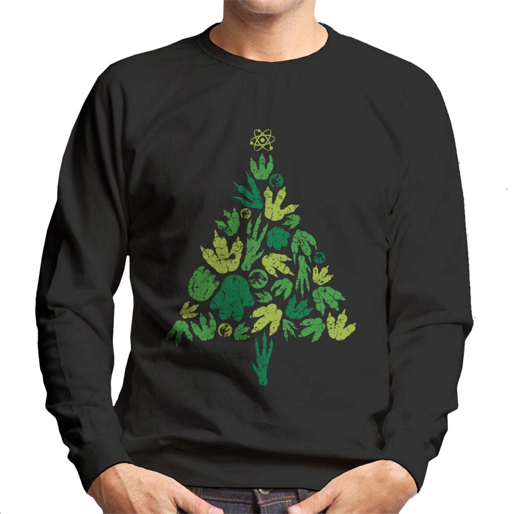 Jurassic Park Christmas Tree Dinosaur Footprints Men's Sweatshirt-ALL + EVERY