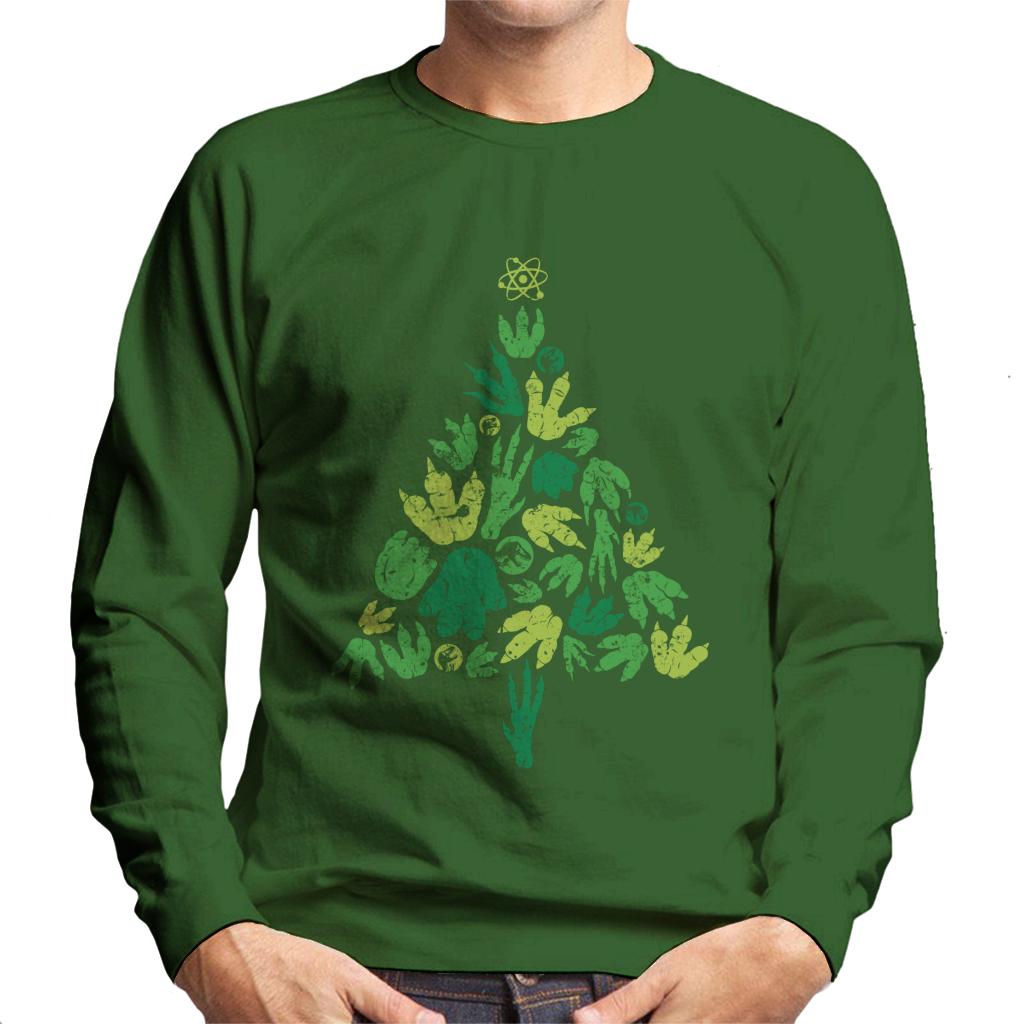 Jurassic Park Christmas Tree Dinosaur Footprints Men's Sweatshirt-ALL + EVERY