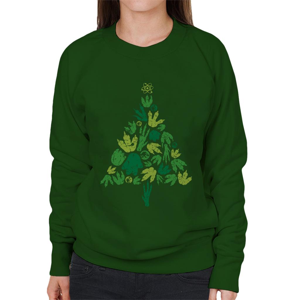 Jurassic Park Christmas Tree Dinosaur Footprints Women's Sweatshirt-ALL + EVERY