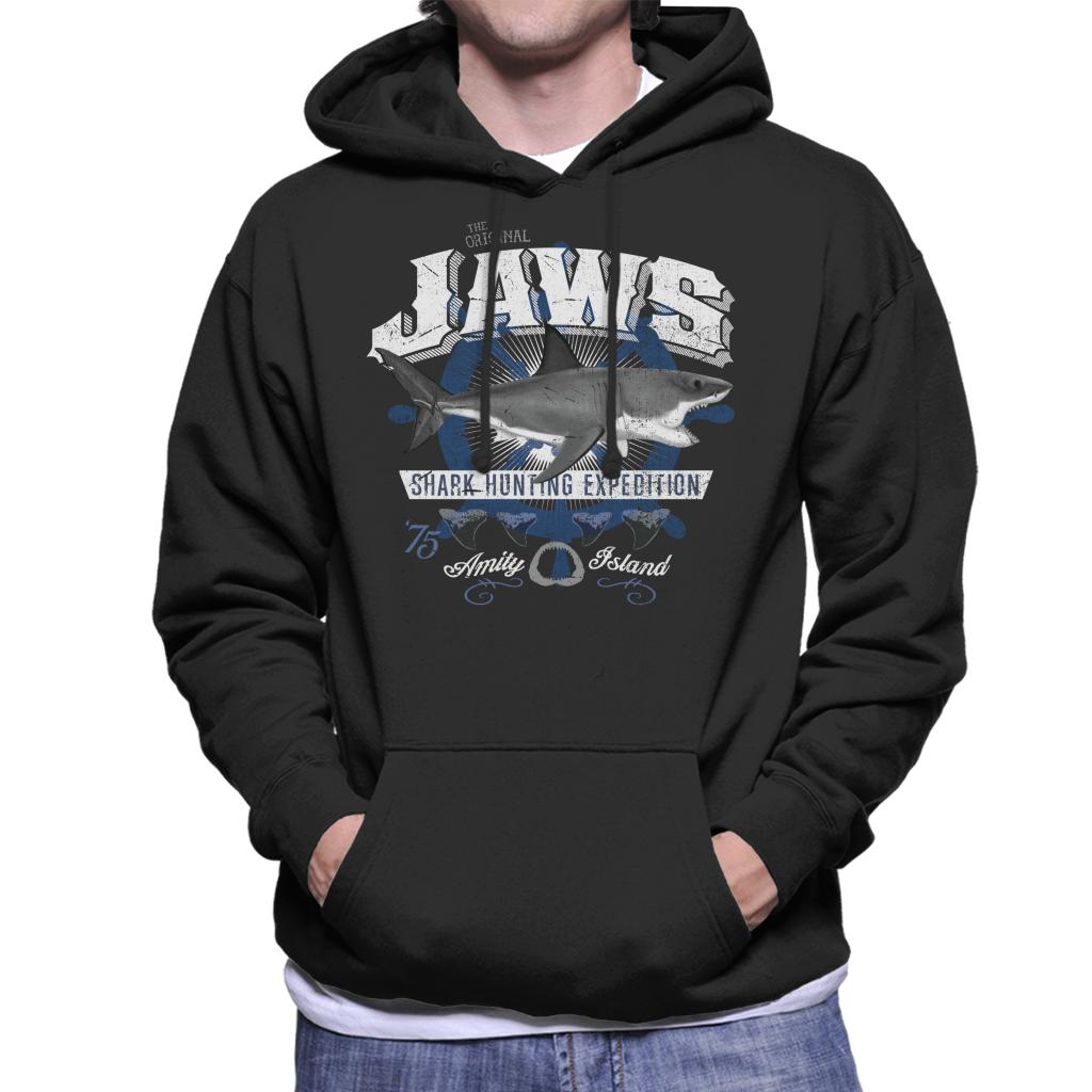 Jaws Shark Hunting Expedition Amity Island Men's Hooded Sweatshirt-ALL + EVERY