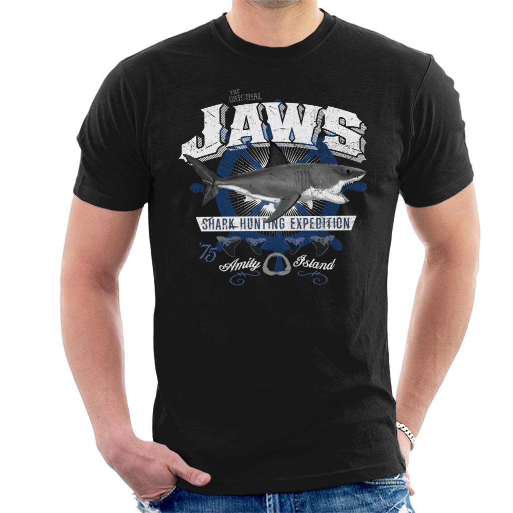 Jaws Shark Hunting Expedition Amity Island Men's T-Shirt-ALL + EVERY