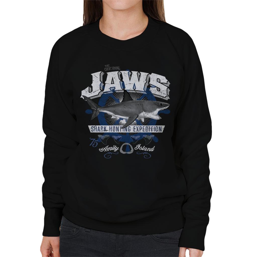 Jaws Shark Hunting Expedition Amity Island Women's Sweatshirt-ALL + EVERY