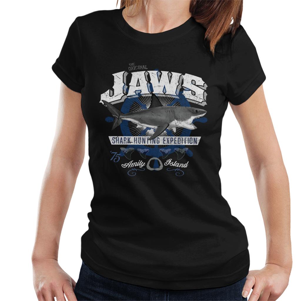 Jaws Shark Hunting Expedition Amity Island Women's T-Shirt-ALL + EVERY