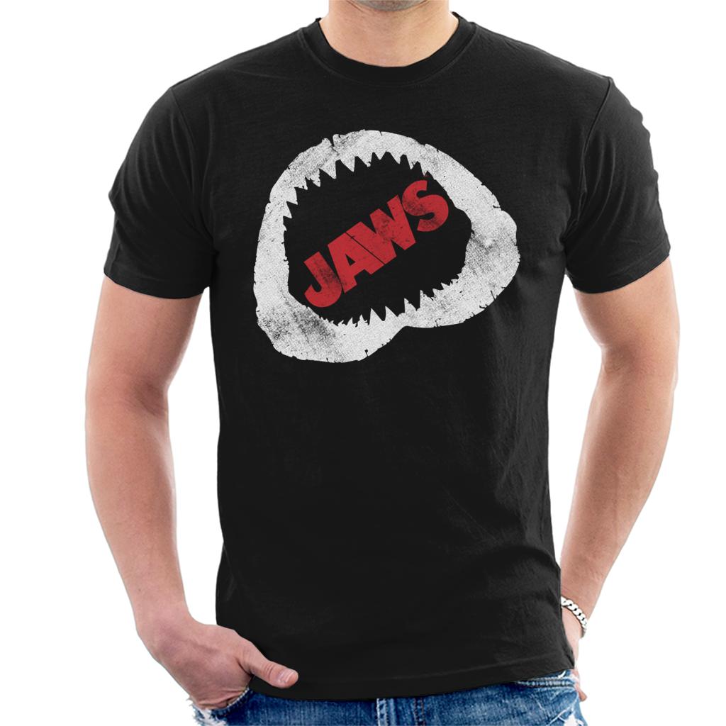 Jaws Bite Red Text Men's T-Shirt-ALL + EVERY