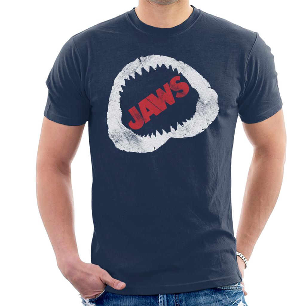 Jaws Bite Red Text Men's T-Shirt-ALL + EVERY