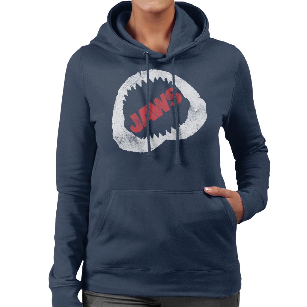 Jaws Bite Red Text Women's Hooded Sweatshirt-ALL + EVERY