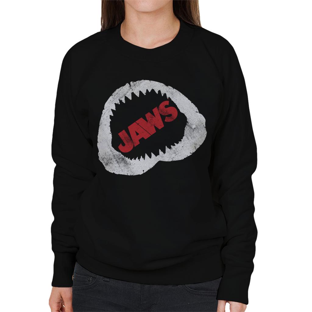 Jaws Bite Red Text Women's Sweatshirt-ALL + EVERY