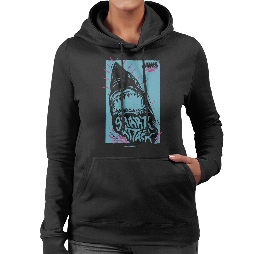 Jaws Shark Attack Wave Women's Hooded Sweatshirt-ALL + EVERY