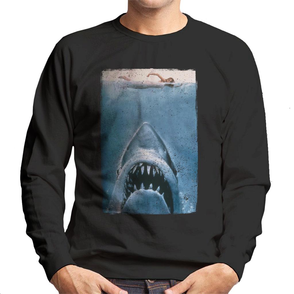 Jaws Classic Poster Stalking Prey Men's Sweatshirt-ALL + EVERY