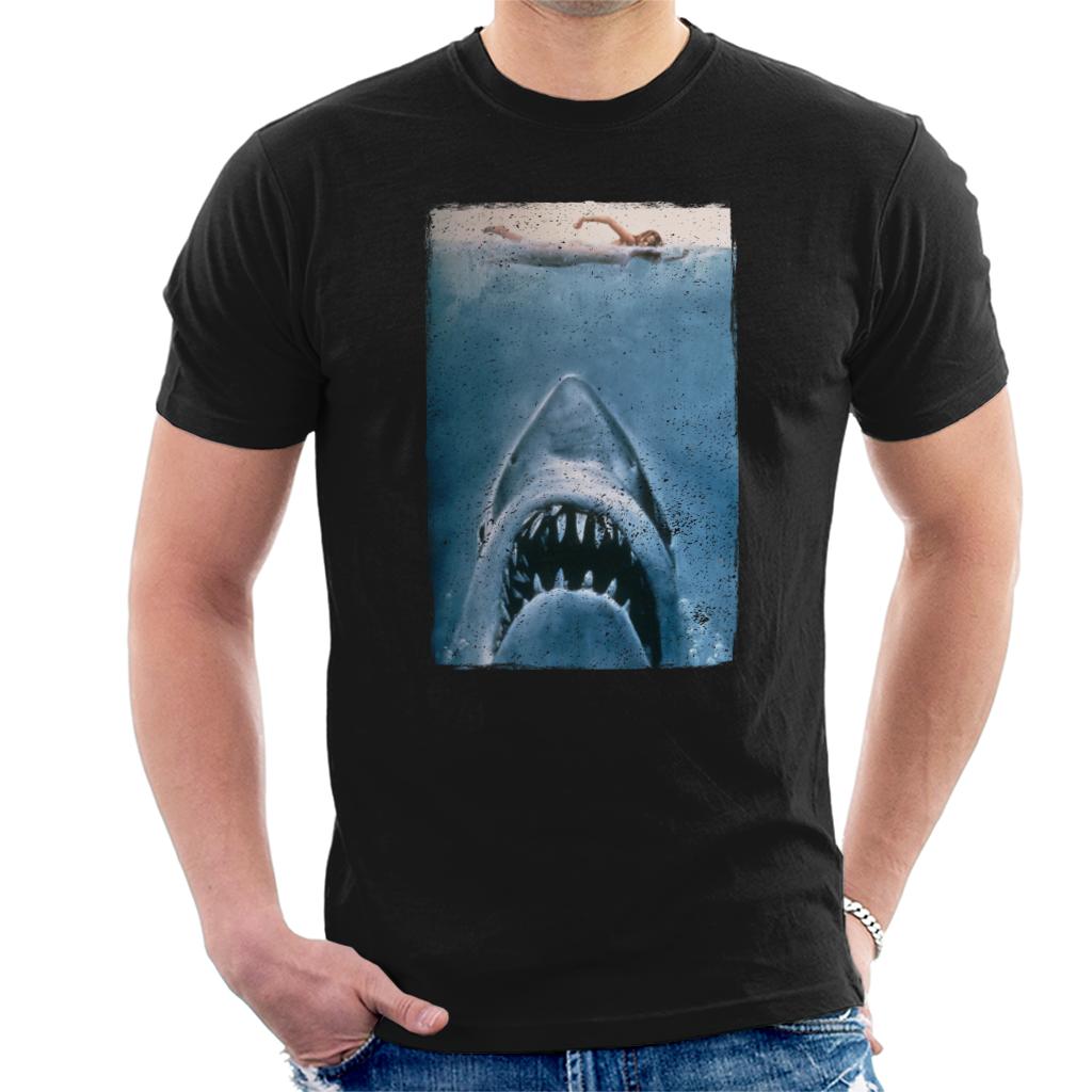 Jaws Classic Poster Stalking Prey Men's T-Shirt-ALL + EVERY