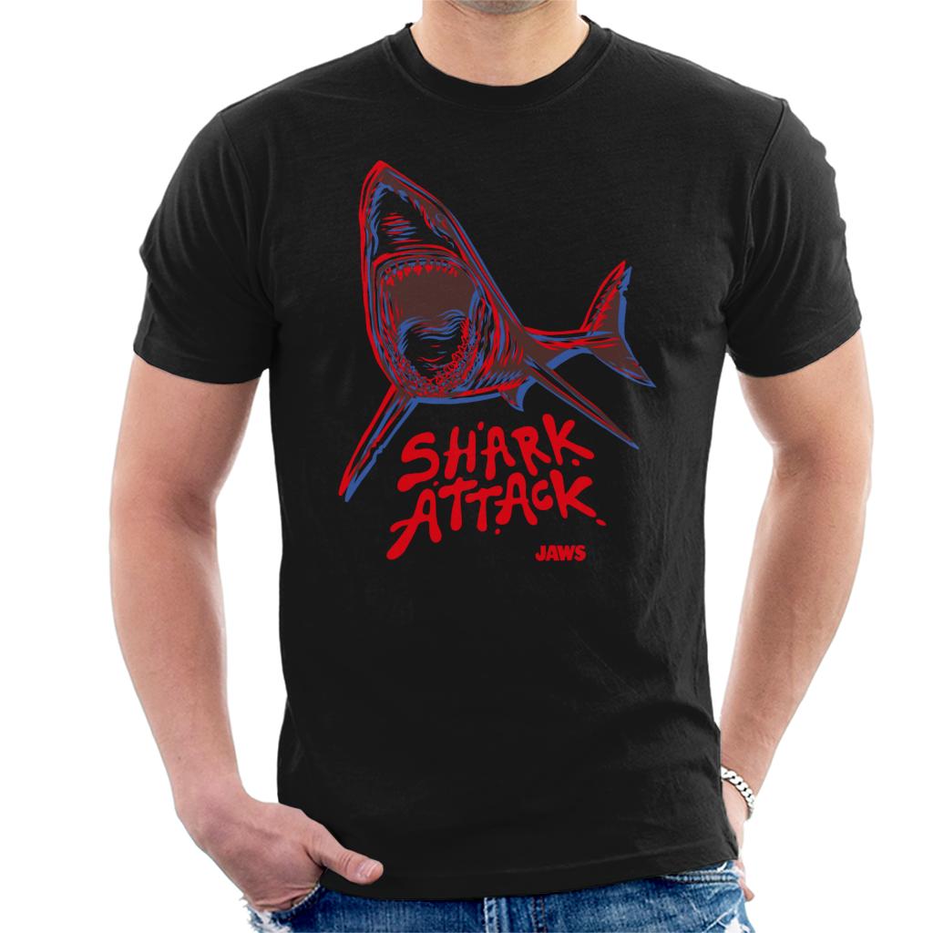 Jaws Neon Shark Attack Men's T-Shirt-ALL + EVERY