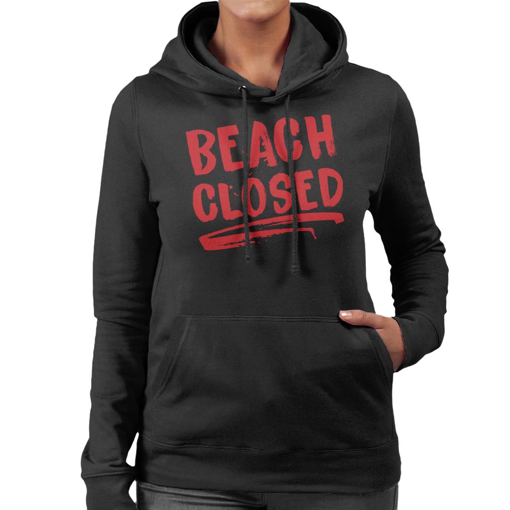 Jaws Beach Closed Women's Hooded Sweatshirt-ALL + EVERY