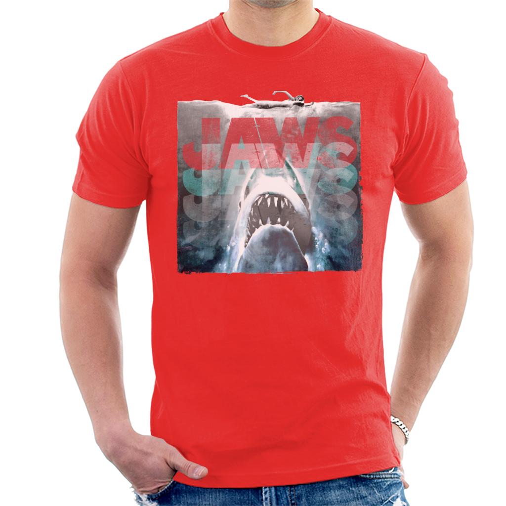 Jaws Layered Text Logo Men's T-Shirt-ALL + EVERY