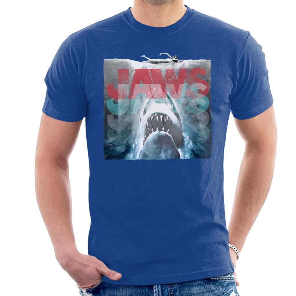 Jaws Layered Text Logo Men's T-Shirt-ALL + EVERY