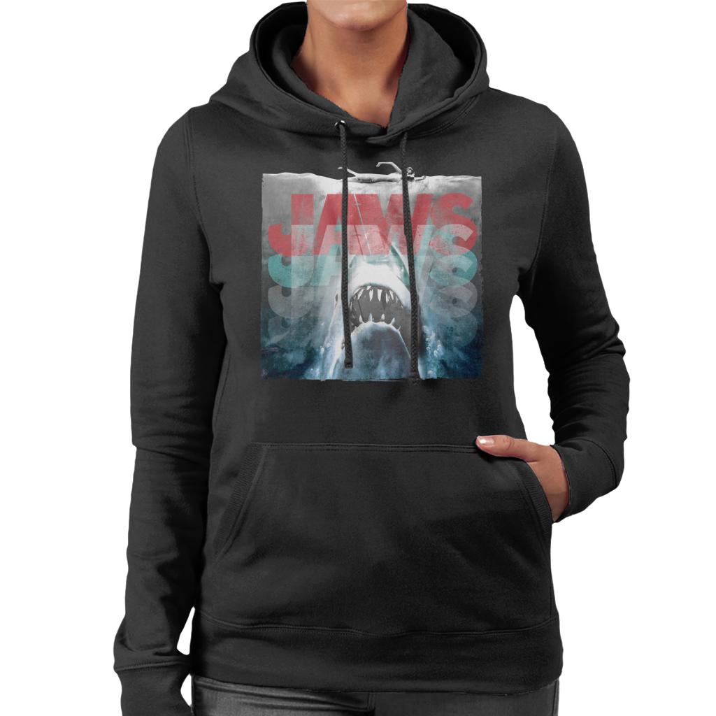 Jaws Layered Text Logo Women's Hooded Sweatshirt-ALL + EVERY